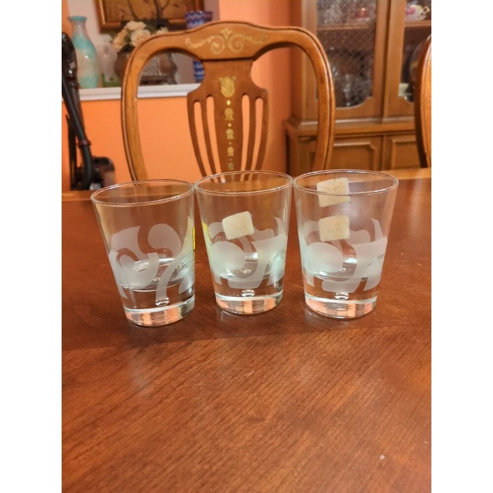Baileys Irish Cream Weighted Bottom Cocktail Glasses Etched Swirls Set of 3